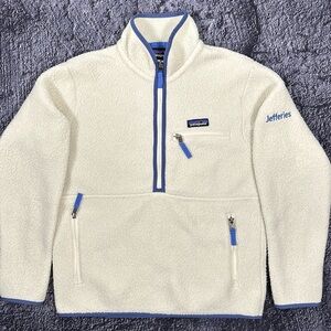 Patagonia Women's Retro Pile Marsupial Fleece Size S Natural/Blue Jefferies Logo